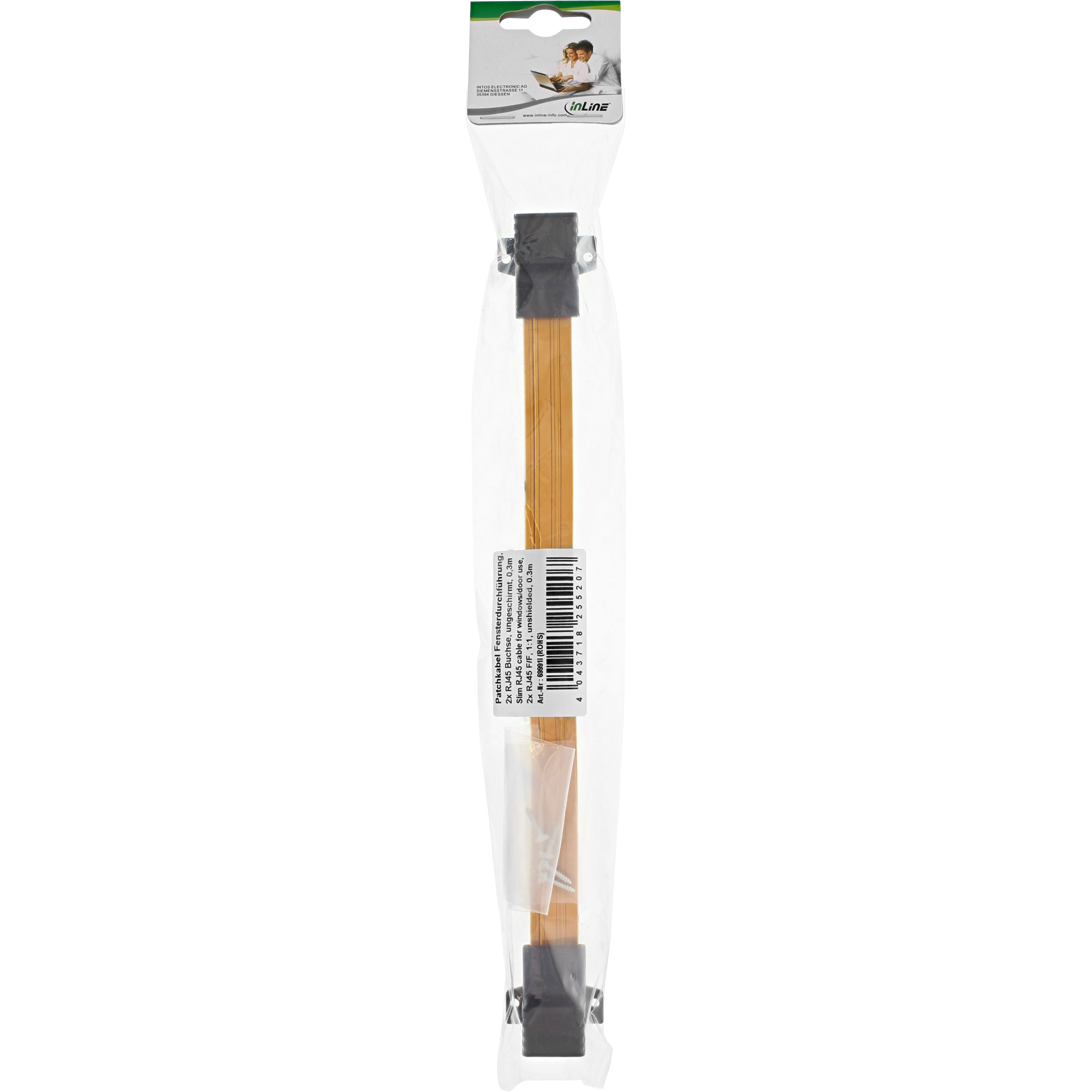 Inline® Patchkabel Fensterdurchführung, 2x RJ45 Buchse, ungeschirmt, 0,3m Inline® Patchkabel Fensterdurchführung, 2x RJ45 Buchse, ungeschirmt, 0,3m
