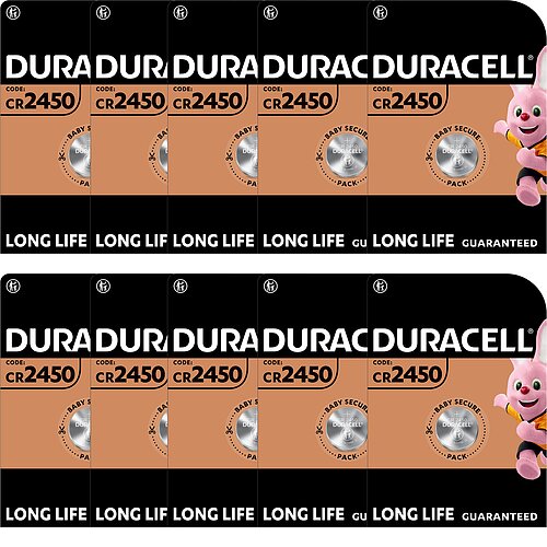 10x Duracell CR2450 Lithium Knopfzelle 3V Batterie