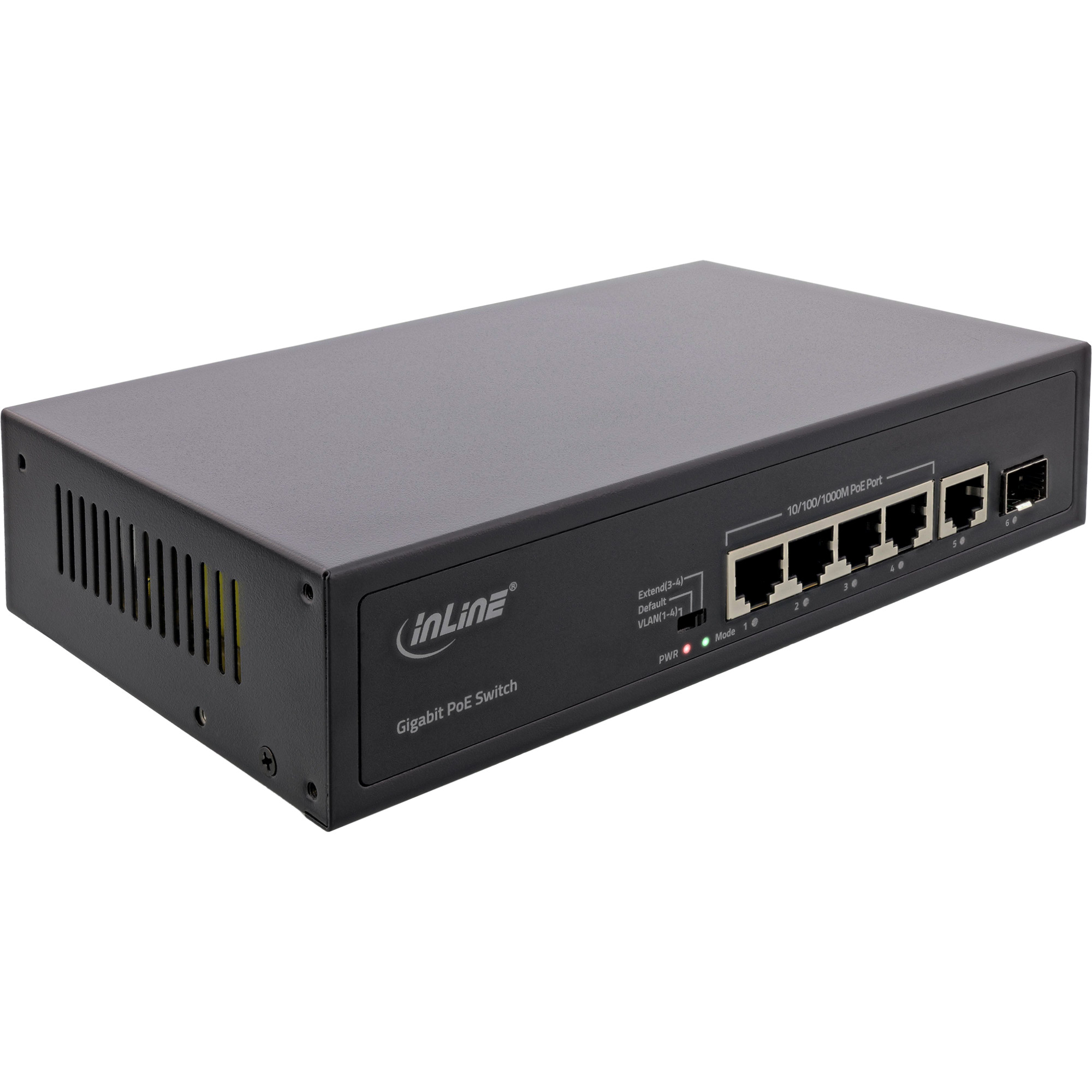 Inline® PoE+ Gigabit Netzwerk Switch 5 Port (4x PoE+), 1xSFP, 1Gb/s, Desktop Inline® PoE+ Gigabit Netzwerk Switch 5 Port (4x PoE+), 1xSFP, 1Gb/s, Desktop