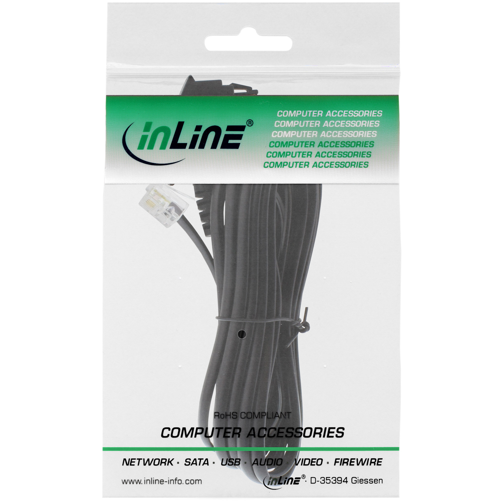 Inline® TAE-F Kabel, für Telekom/Siemens-geräte, TAE-F ST an RJ11 ST, 3m