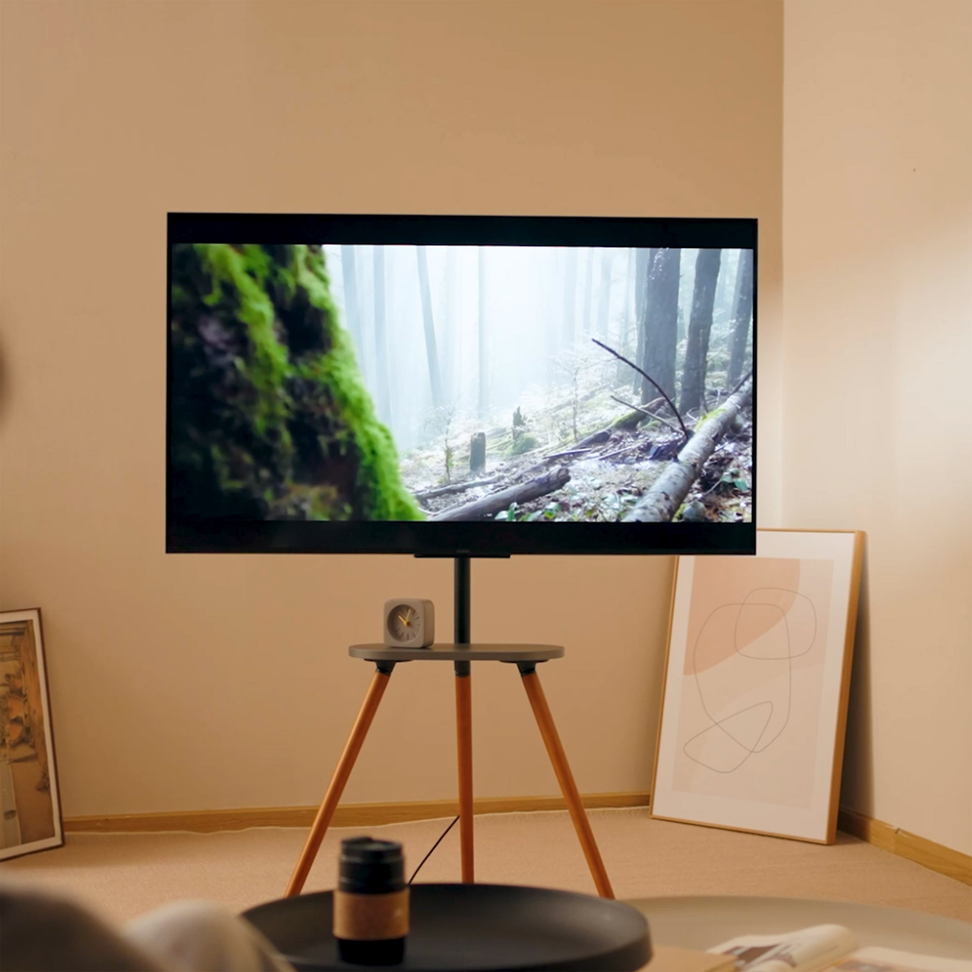 InLine® woodstand II, TV-Standfuß mit Ablage, Dreibein, 43"-65" (110-165cm) InLine® woodstand II, TV-Standfuß mit Ablage, Dreibein, 43"-65" (110-165cm)