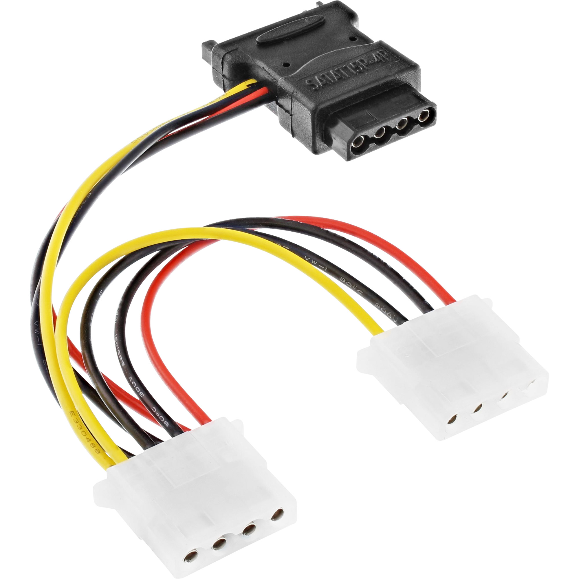 Inline® SATA Stromadapterkabel, SATA Buchse an 3x 13,34cm (5,25") Stecker, 0,15m