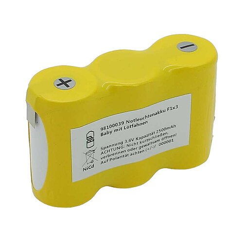 Notleuchtenakku NiCd 3,6V 2500mAh F1x3 Baby C mit Lötfahnen Notleuchtenakku NiCd 3,6V 2500mAh F1x3 Baby C mit Lötfahnen