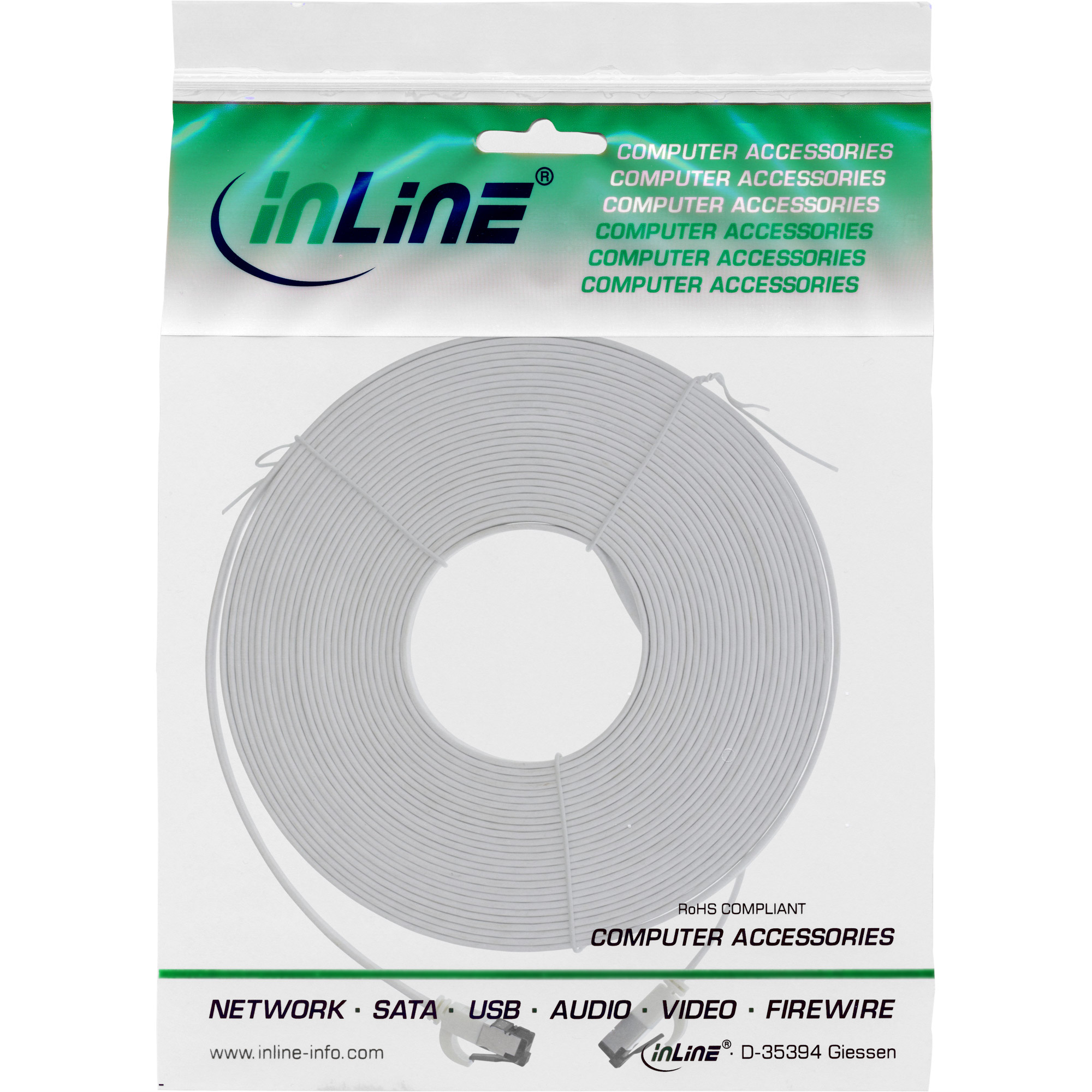Inline® Patchkabel flach, U/FTP, Cat.8.1, TPE halogenfrei, weiß, 7,5m Inline® Patchkabel flach, U/FTP, Cat.8.1, TPE halogenfrei, weiß, 7,5m