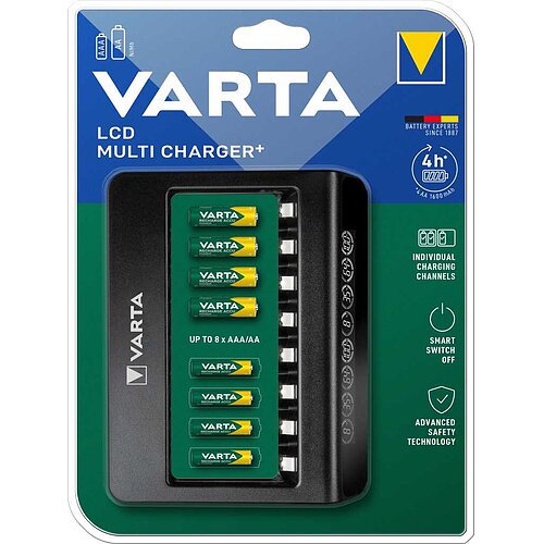 Varta 57681 101 401 LCD Multi Charger+ ein intelligentes Ladegerät für bis zu 8 AA- oder AAA-NiMH-Akkus