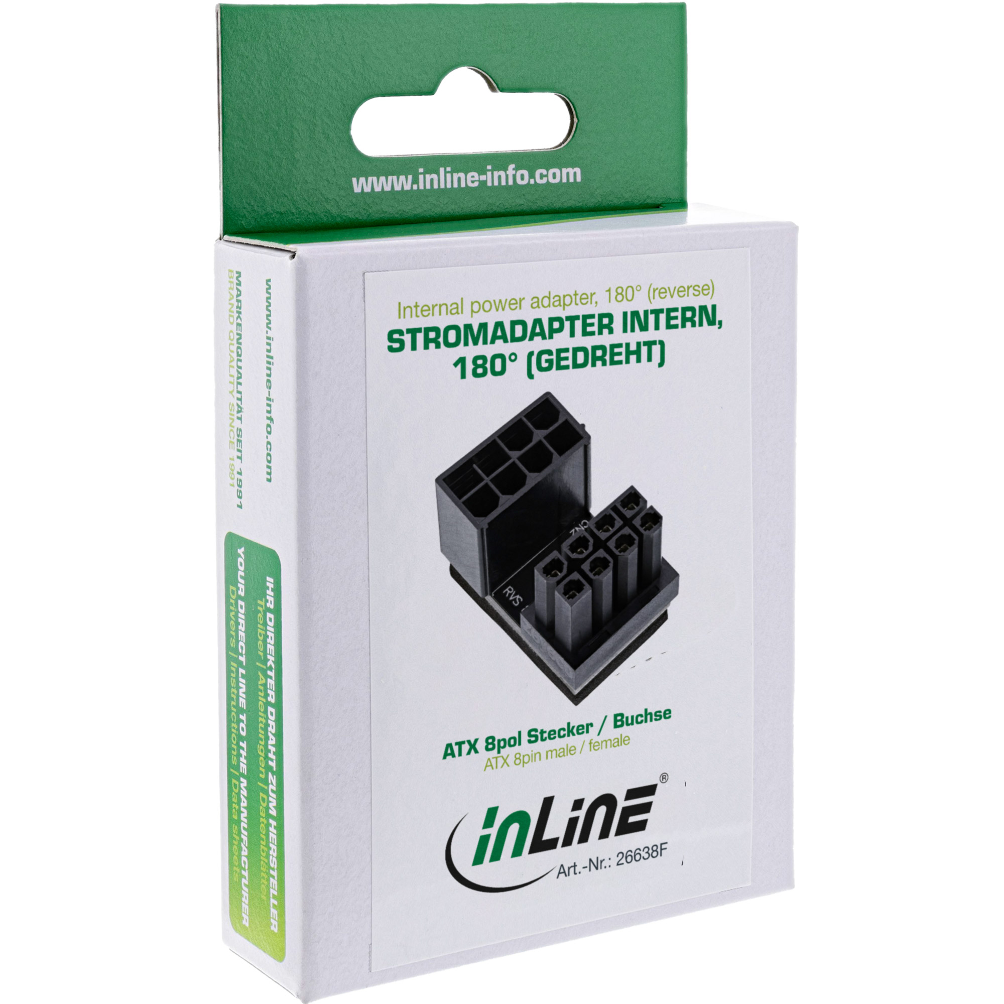 Inline® Stromadapter intern, 180° ATX 8pol Stecker / Buchse (gedreht) Inline® Stromadapter intern, 180° ATX 8pol Stecker / Buchse (gedreht)