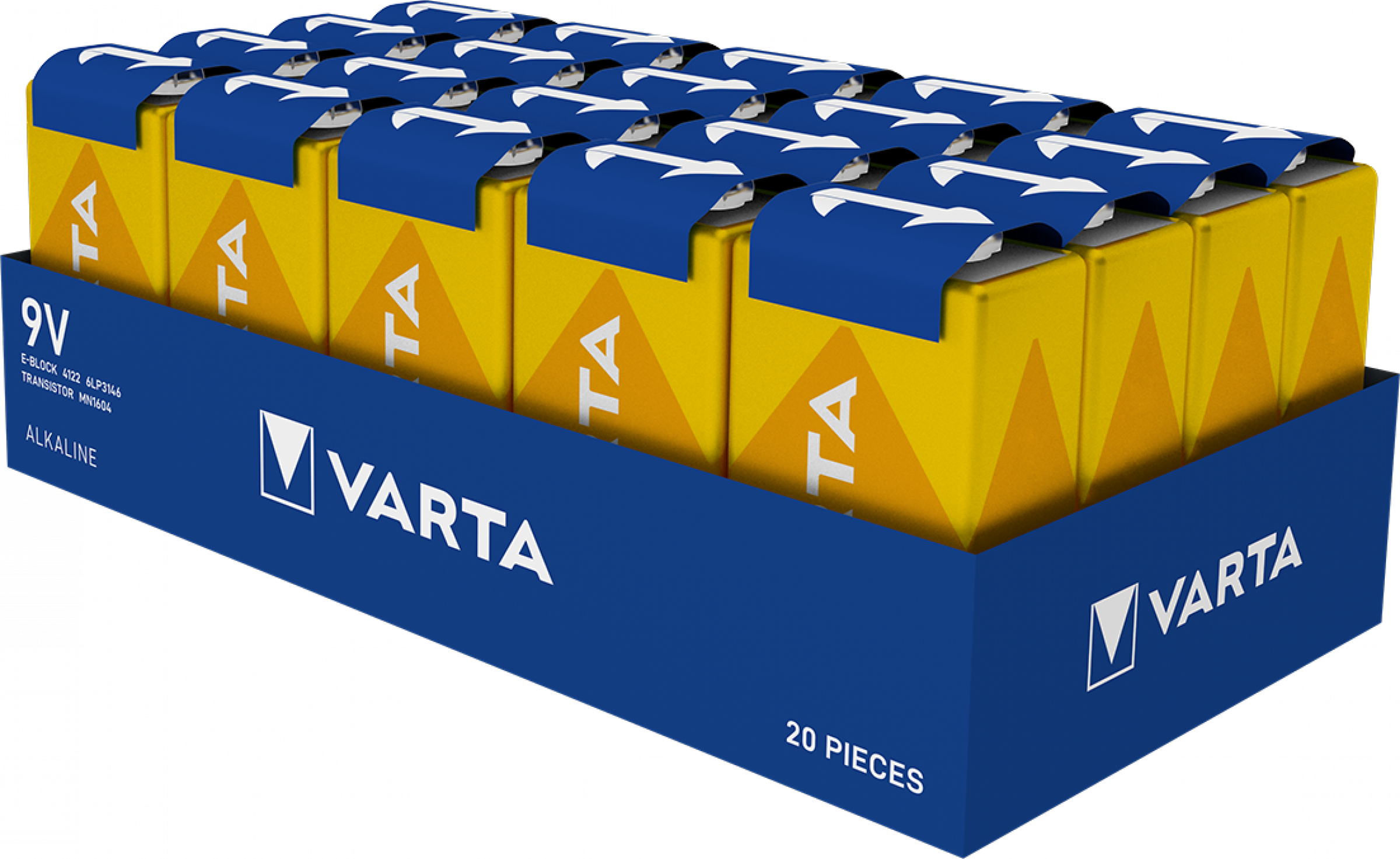Varta Longlife 9V Block 6LR61 Alkaline Batterie - 20er Folienverpackung