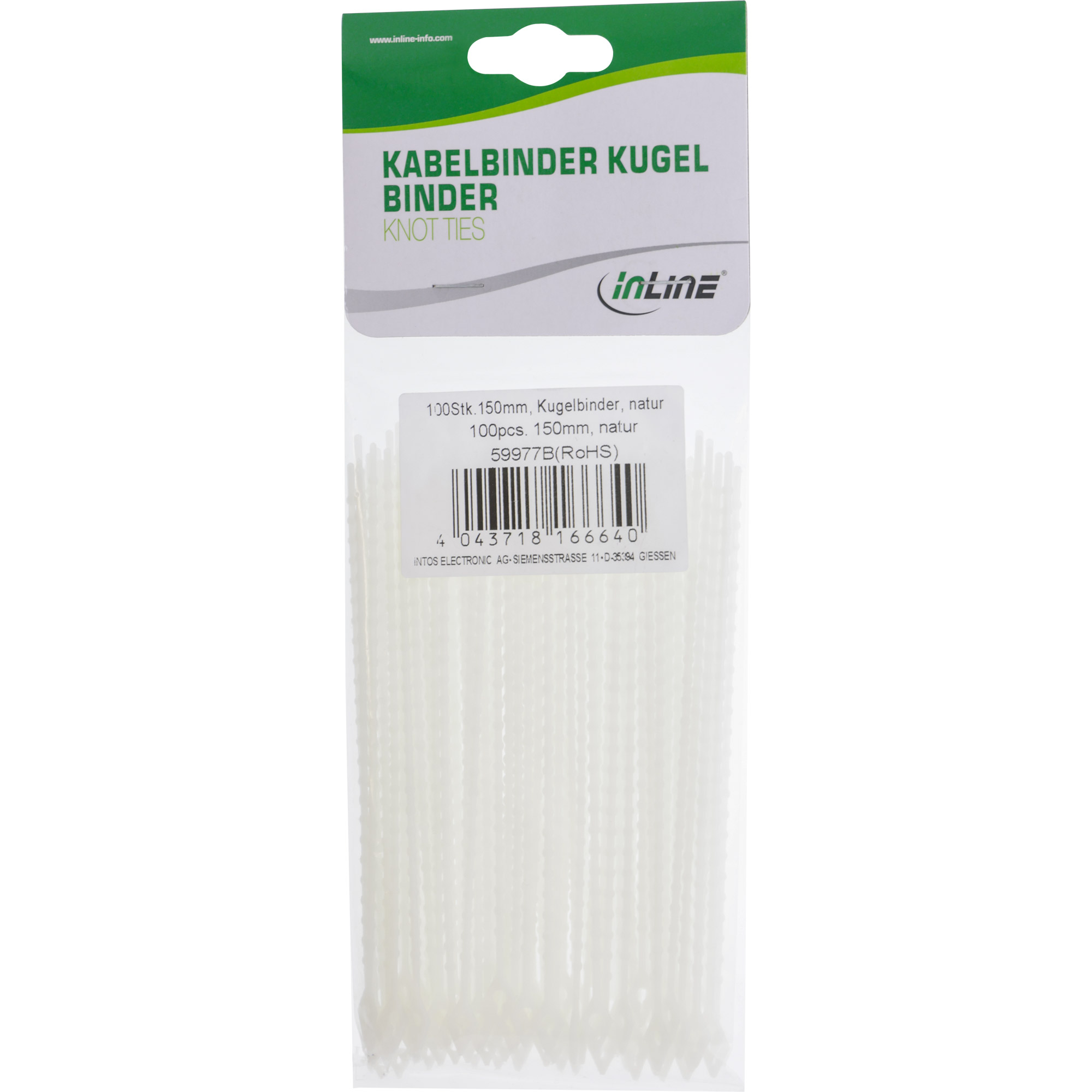 Inline® Kabelbinder Kugelbinder natur, Länge 100mm, 100 Stück
