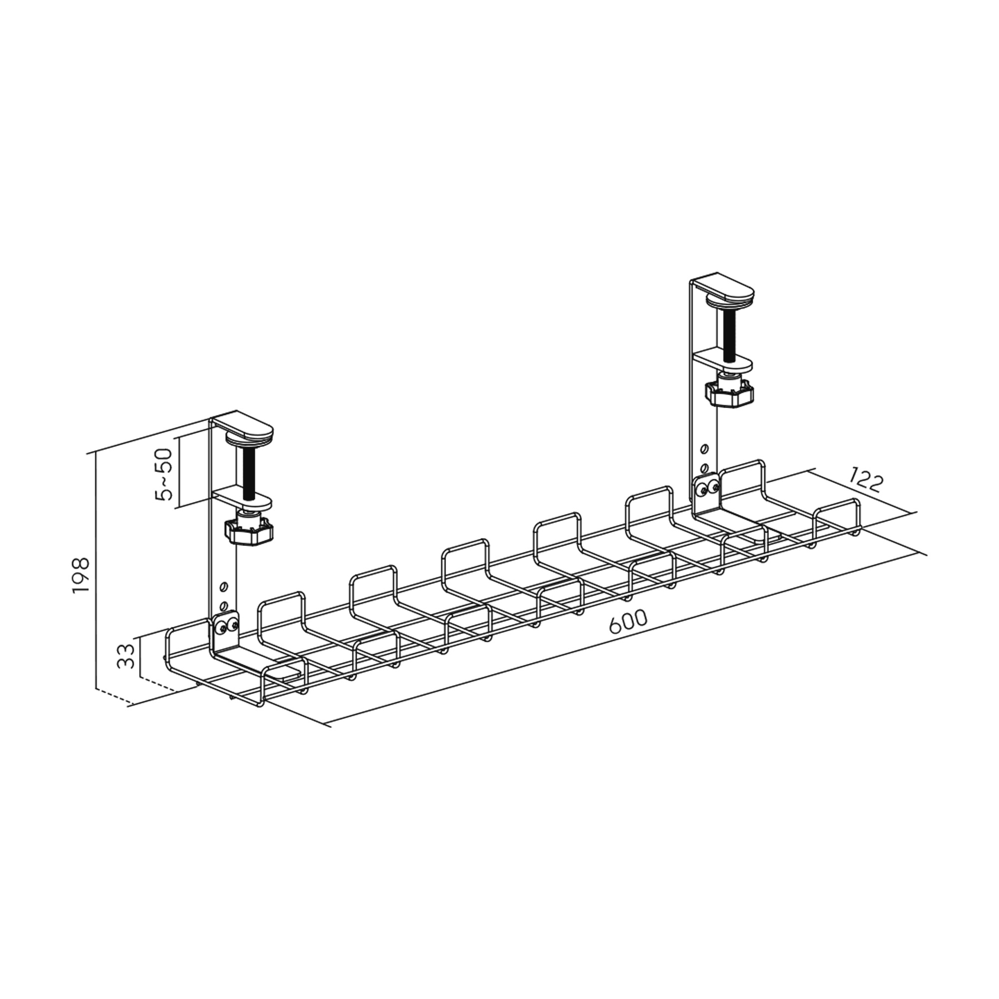 InLine® Kabelführungs-Gitter 60cm für Tischmontage mit Schraubklemmen, schwarz