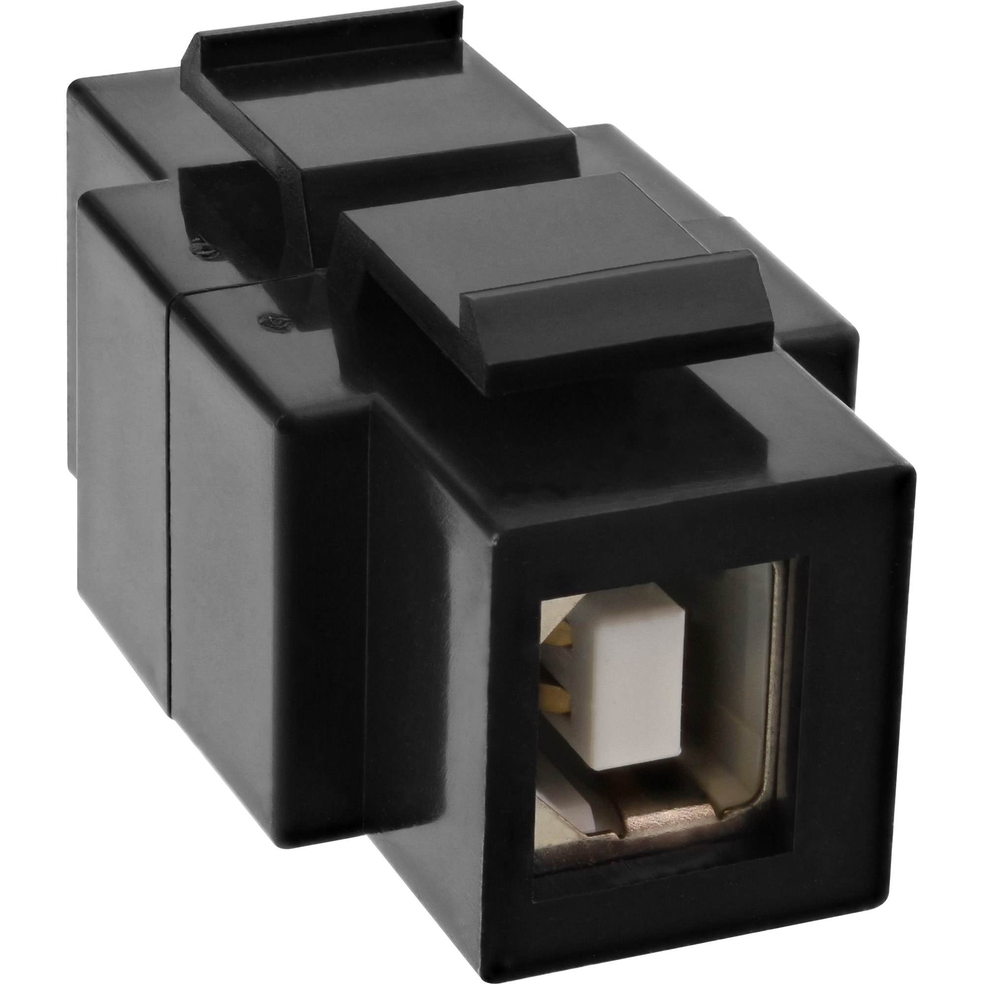 Inline® USB 2.0 Snap-In Einsatz, USB A Buchse/ B Buchse, schwarzes gehäuse