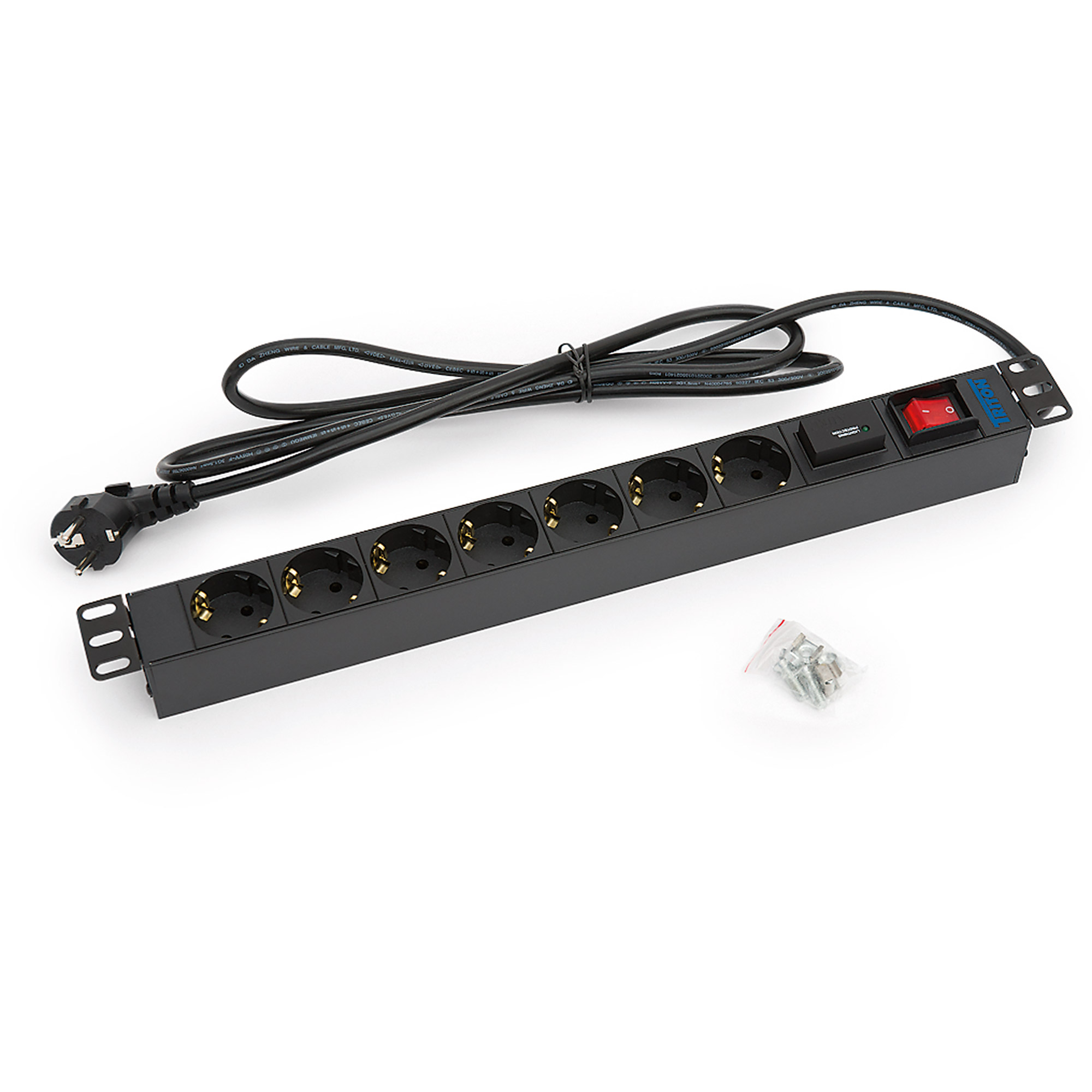 Triton RAB-PD-X12-A1 19" Steckdosenleiste 1HE 7x Schutzkontakt mit Blitzschutz
