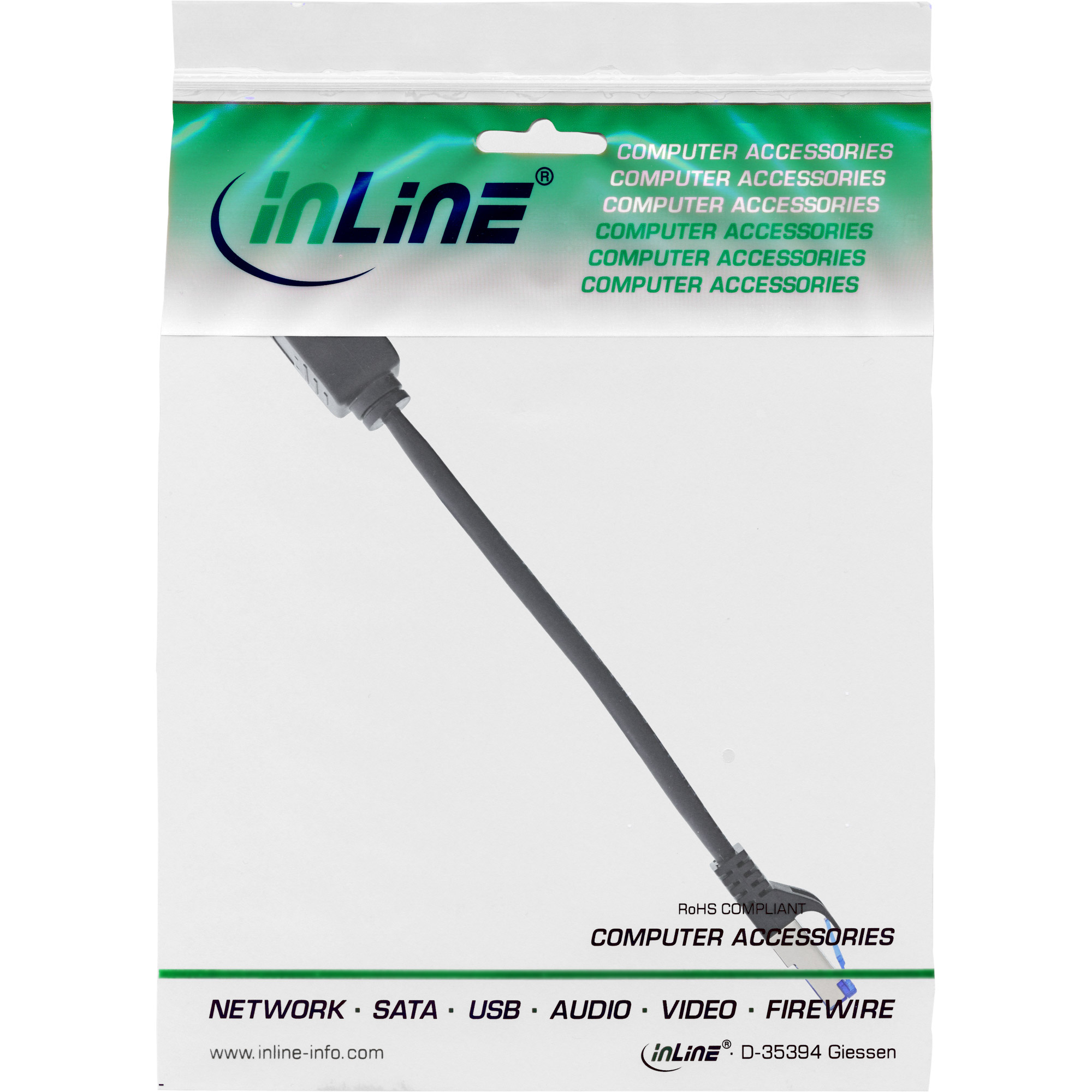 Inline® Patchkabel VerLängerung, RJ45 Protektor, S/FTP (PiMf), Cat.6A, 0,2m