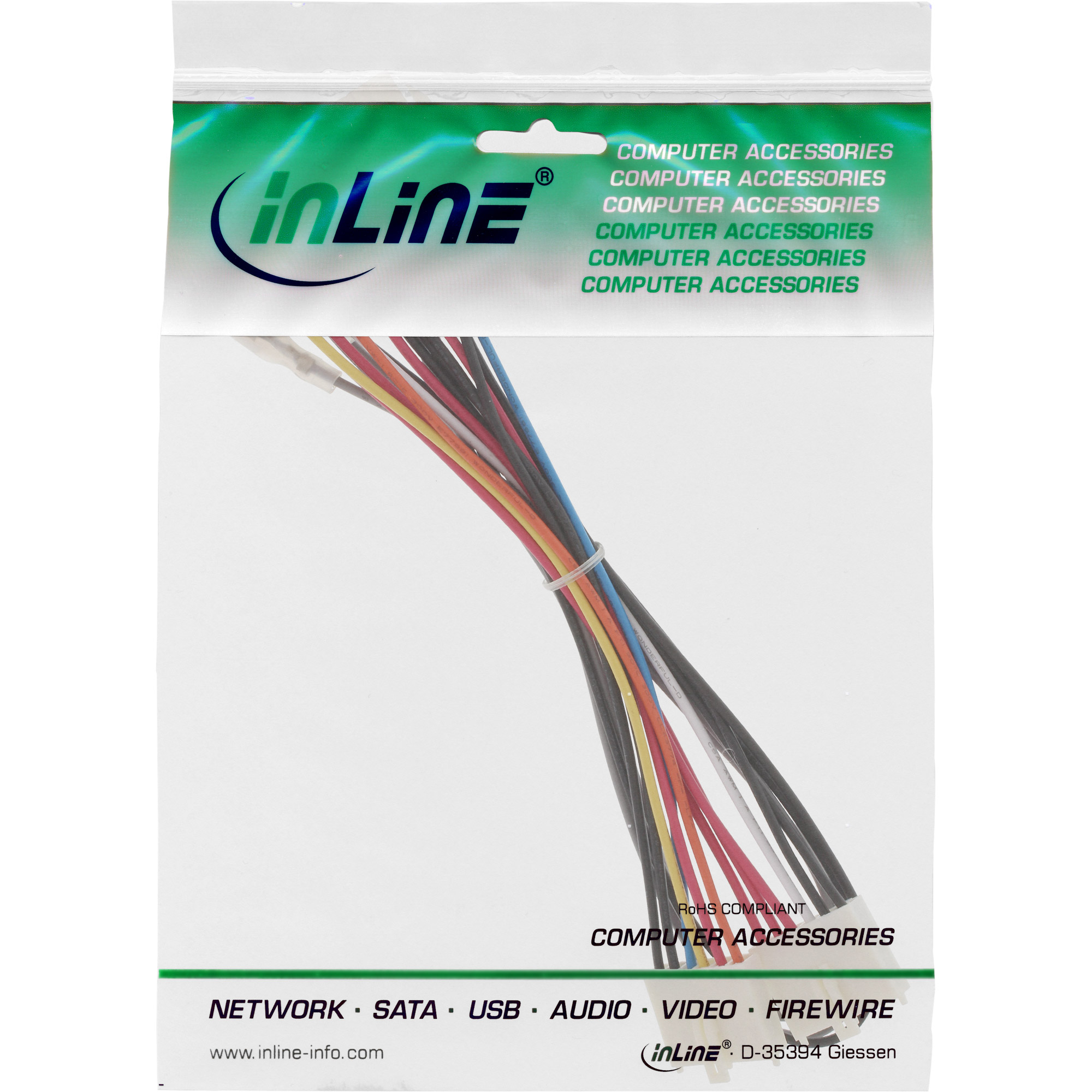 Inline® Stromadapter intern, 20pol ATX-NT zu P8/P9 AT-Mainboard + Schalter
