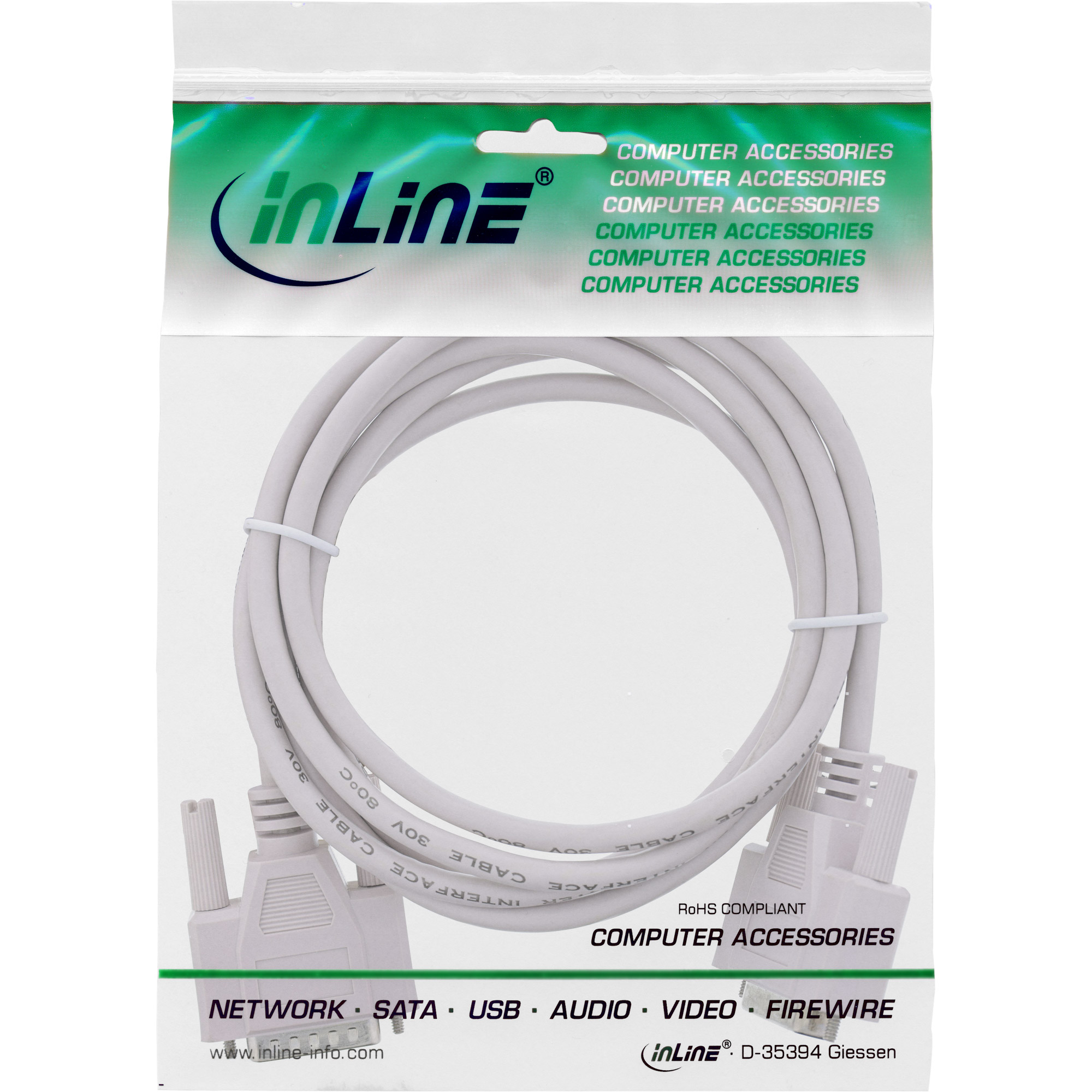 Inline® JoystickverLängerung, 15pol Stecker / Buchse, 10m, vergossen