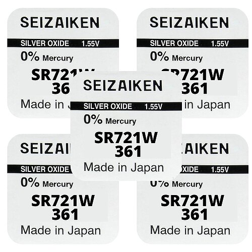5x SR721W SR58 361 Silberoxid Batterie Seizaiken 1,55 V
