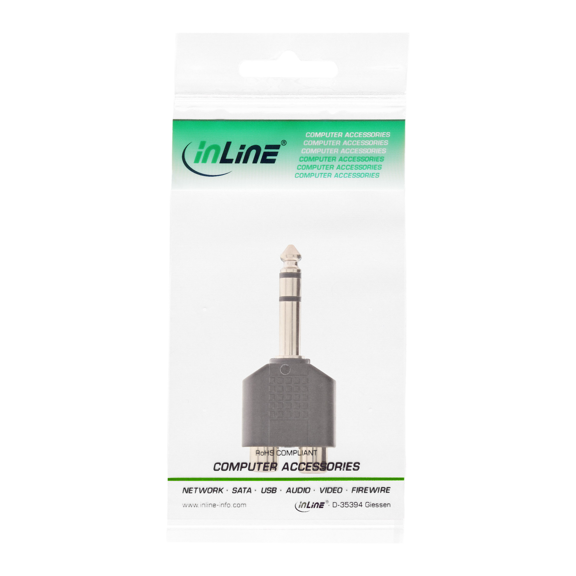 Inline® Audio Adapter, 6,3mm Klinke Stecker auf 2x Cinch Buchse, Stereo Inline® Audio Adapter, 6,3mm Klinke Stecker auf 2x Cinch Buchse, Stereo
