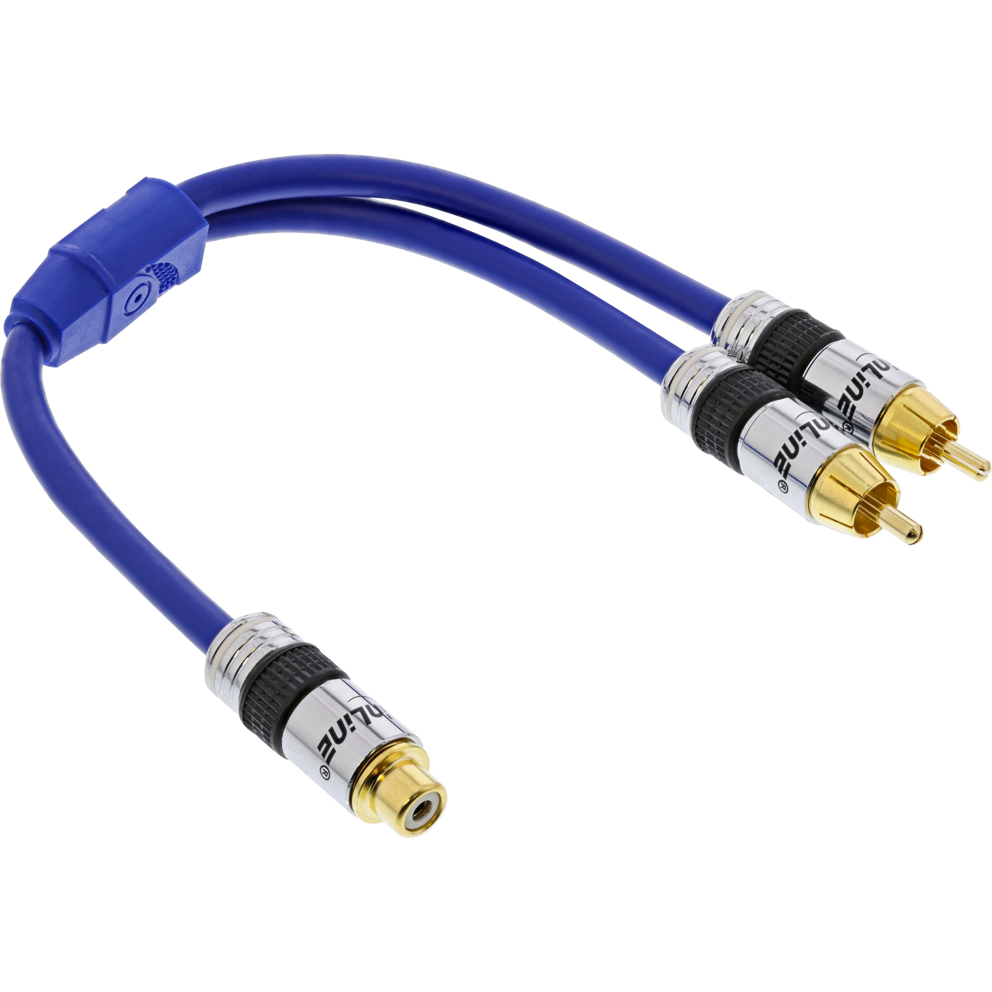 0.25m - Inline® Cinch-Y-Kabel, PREMIUM, 1x Cinch Buchse zu 2x Cinch Stecker