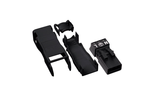 Stecker mit Zugentlastungsgehäuse WAGO, 3-polig, schwarz, 1,5mm²