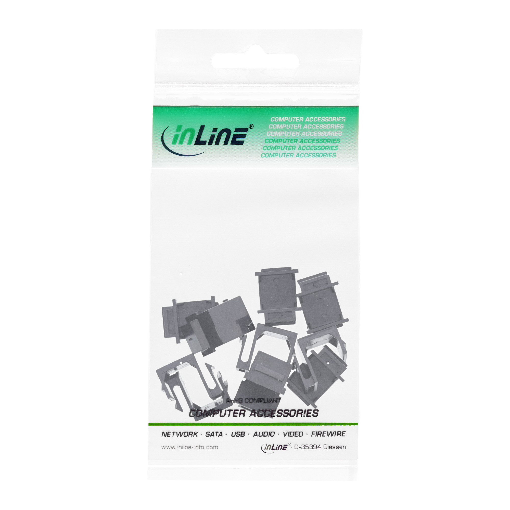 10x Inline® Keystone SNAP-In Blindabdeckung für Modul Steckplatz, schwarz