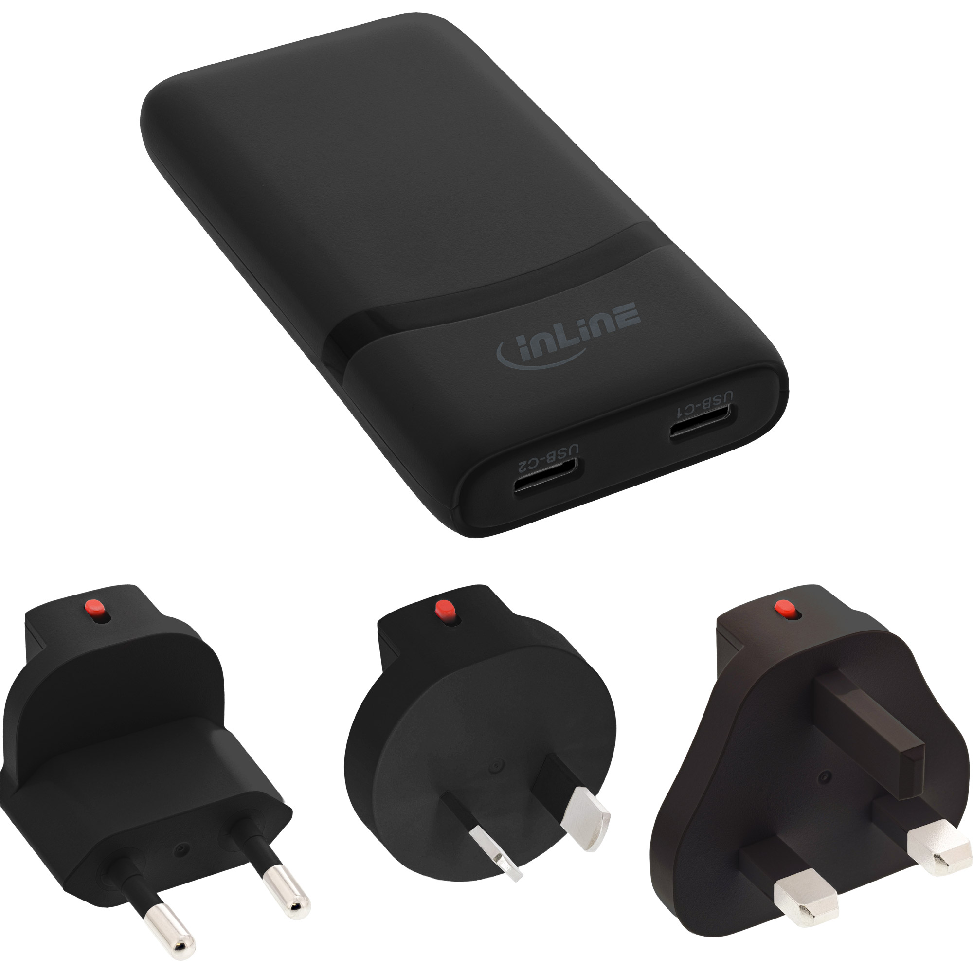 InLine® USB Reise-Netzteil Ladegerät, Dual USB-C, PD, PPS, 65W, flach, schwarz InLine® USB Reise-Netzteil Ladegerät, Dual USB-C, PD, PPS, 65W, flach, schwarz