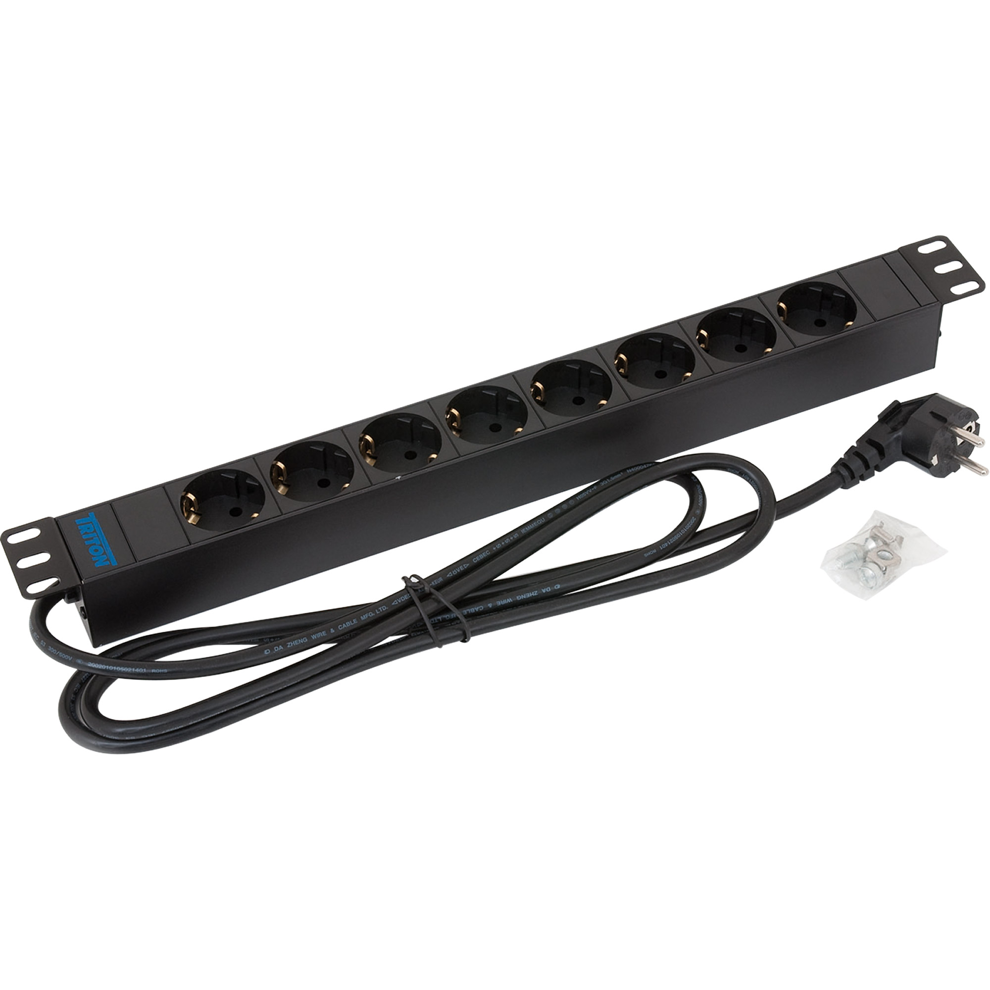 Triton RAB-PD-X02-A1 19" Steckdosenleiste 1HE 8x Schutzkontakt ohne Schalter