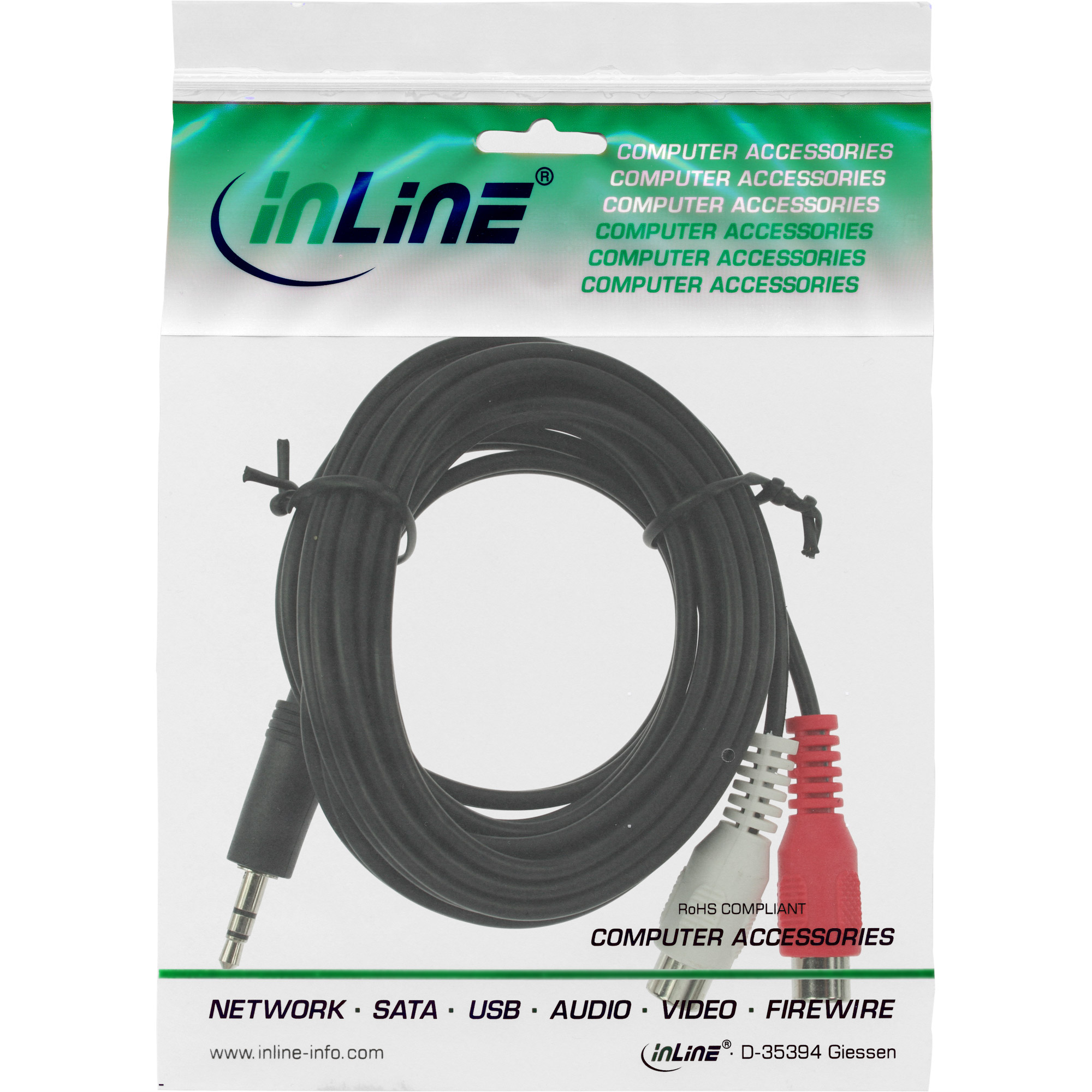 2m - Inline® Cinch/Klinke Kabel, 2x Cinch Buchse an 3,5mm Klinke Stecker 2m - Inline® Cinch/Klinke Kabel, 2x Cinch Buchse an 3,5mm Klinke Stecker