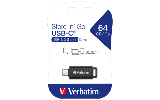 USB-C 3.2 Stick Verbatim, 64GB Speicher, Store 'n' Go, Typ C, Schiebemechanismus USB-C 3.2 Stick Verbatim, 64GB Speicher, Store 'n' Go, Typ C, Schiebemechanismus