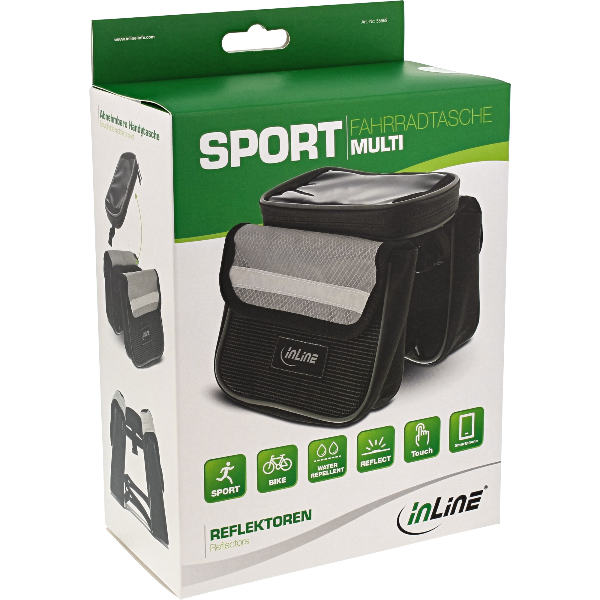 Inline® Sport Fahrradtasche Multi zur Montage auf den Rahmen, schwarz