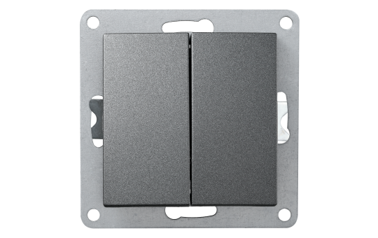 Serien-Schalter McPower ''Flair'', 2-fach, 250V~/10A, UP, anthrazit Serien-Schalter McPower ''Flair'', 2-fach, 250V~/10A, UP, anthrazit