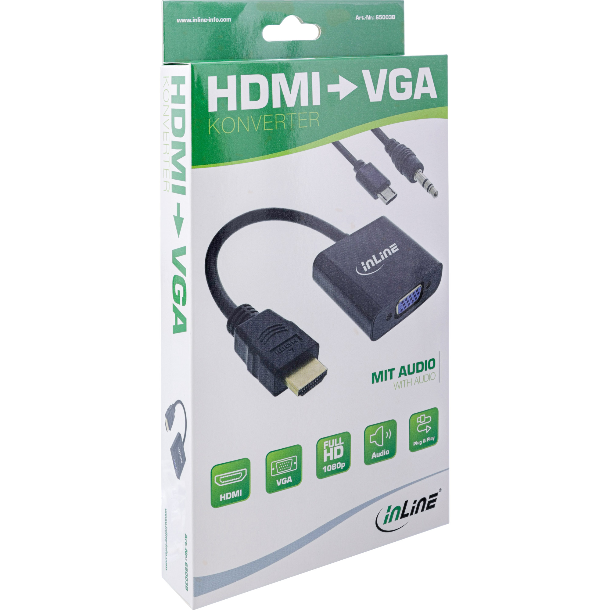 Inline® Konverter Kabel HDMI zu VGA, mit Audio