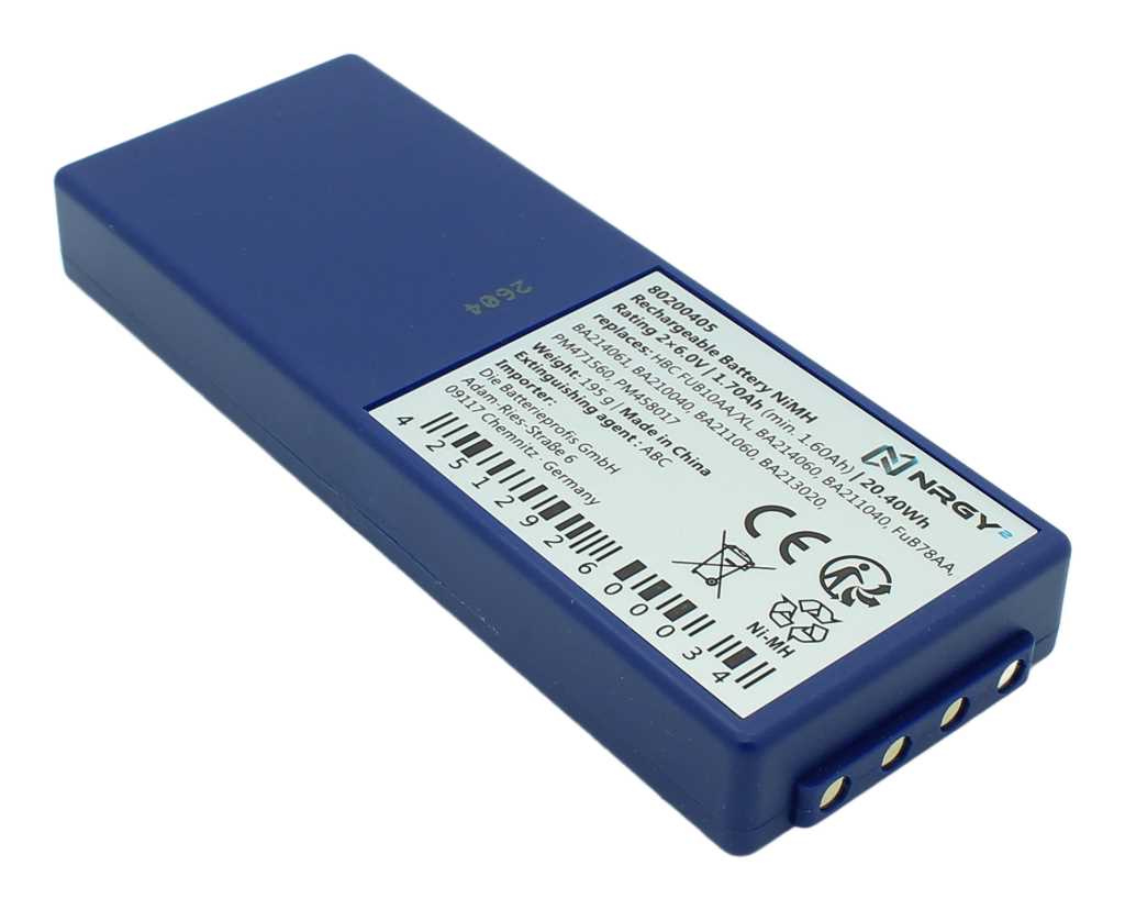 Kranakku NiMH 2 x 6,0V 1700mAh ersetzt HBC FUB10AA/XL Kranakku NiMH 2 x 6,0V 1700mAh ersetzt HBC FUB10AA/XL