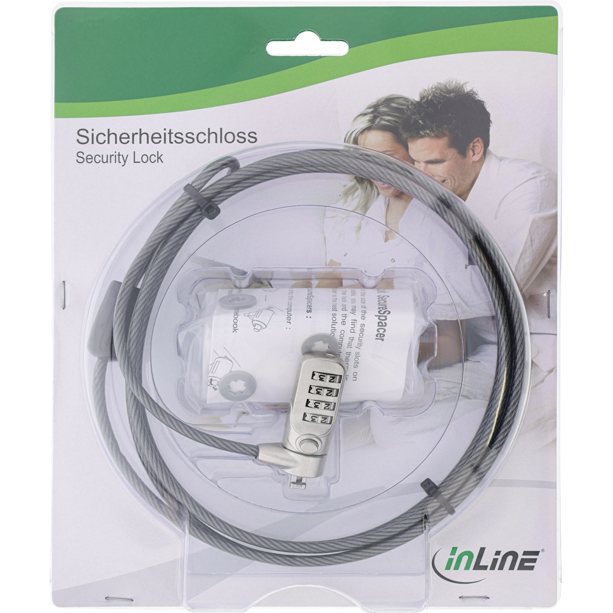 Inline® Notebook Sicherheitsschloss, mit Zahlenkombination, 4,4mm x 2m