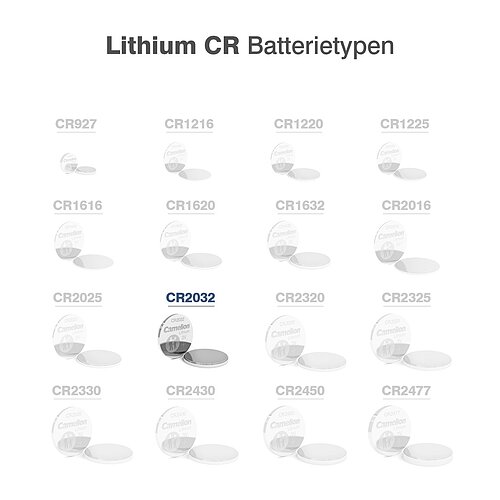 Camelion CR2032 Lithium Knopfzelle 3V - 10 Batterien - 2 x 5er Streifen
