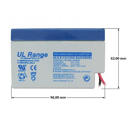 Ultracell UL0.8-12 12V 0,8Ah mit AMP-Stecker Ultracell UL0.8-12 12V 0,8Ah mit AMP-Stecker