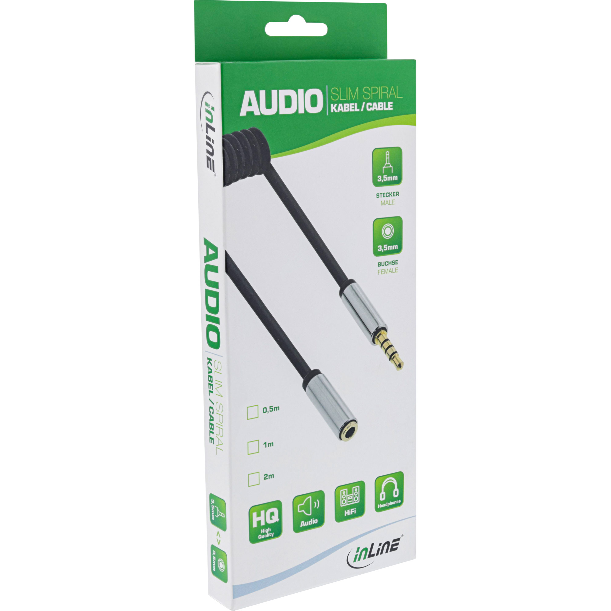 0.5m - Inline® Slim Audio Spiralkabel Klinke 3,5mm ST/BU, 4-polig, Stereo 0.5m - Inline® Slim Audio Spiralkabel Klinke 3,5mm ST/BU, 4-polig, Stereo