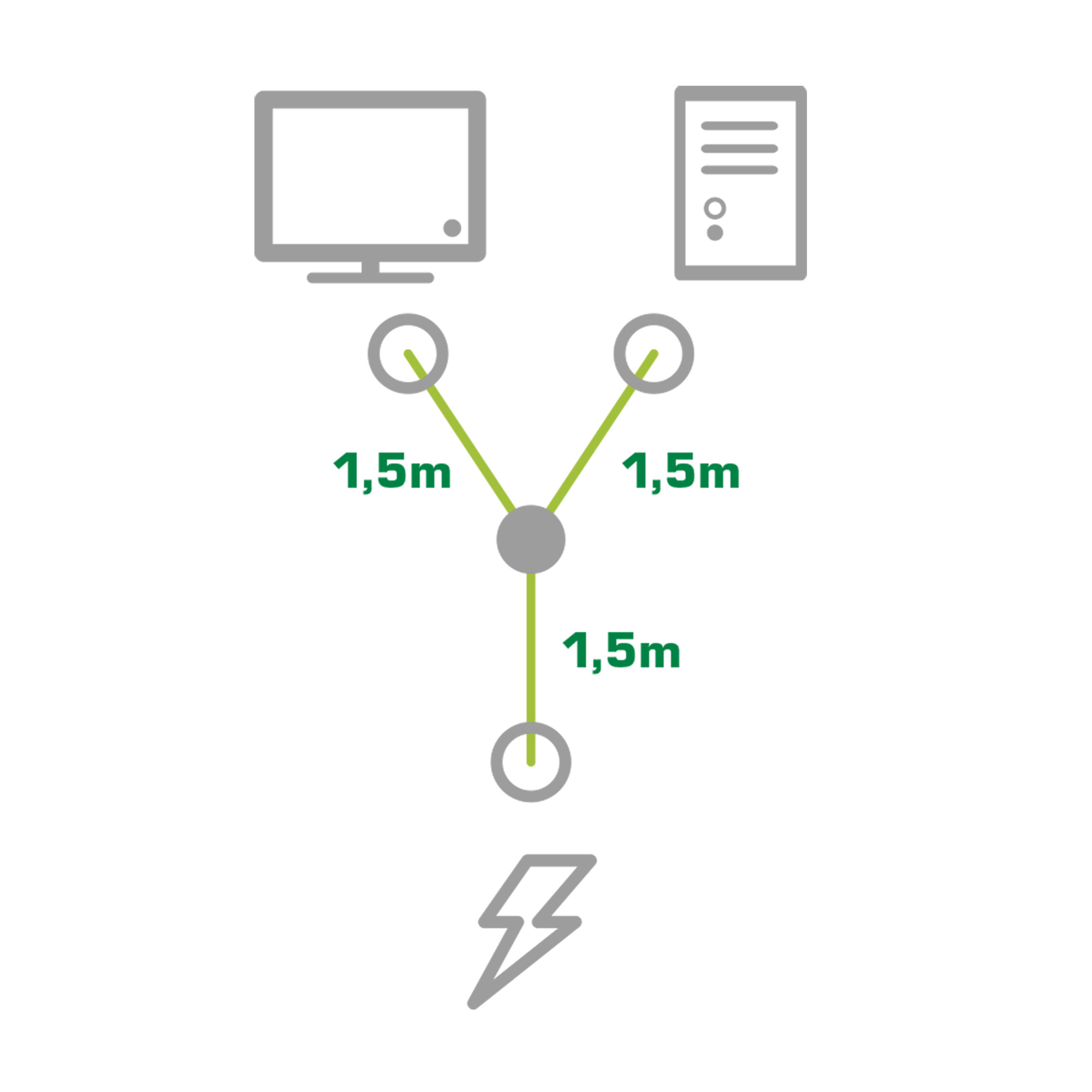 Inline® Netz-Y-Kabel, 1x Schutzkontakt ST zu 2x Kaltgeräte ST, 3m Inline® Netz-Y-Kabel, 1x Schutzkontakt ST zu 2x Kaltgeräte ST, 3m