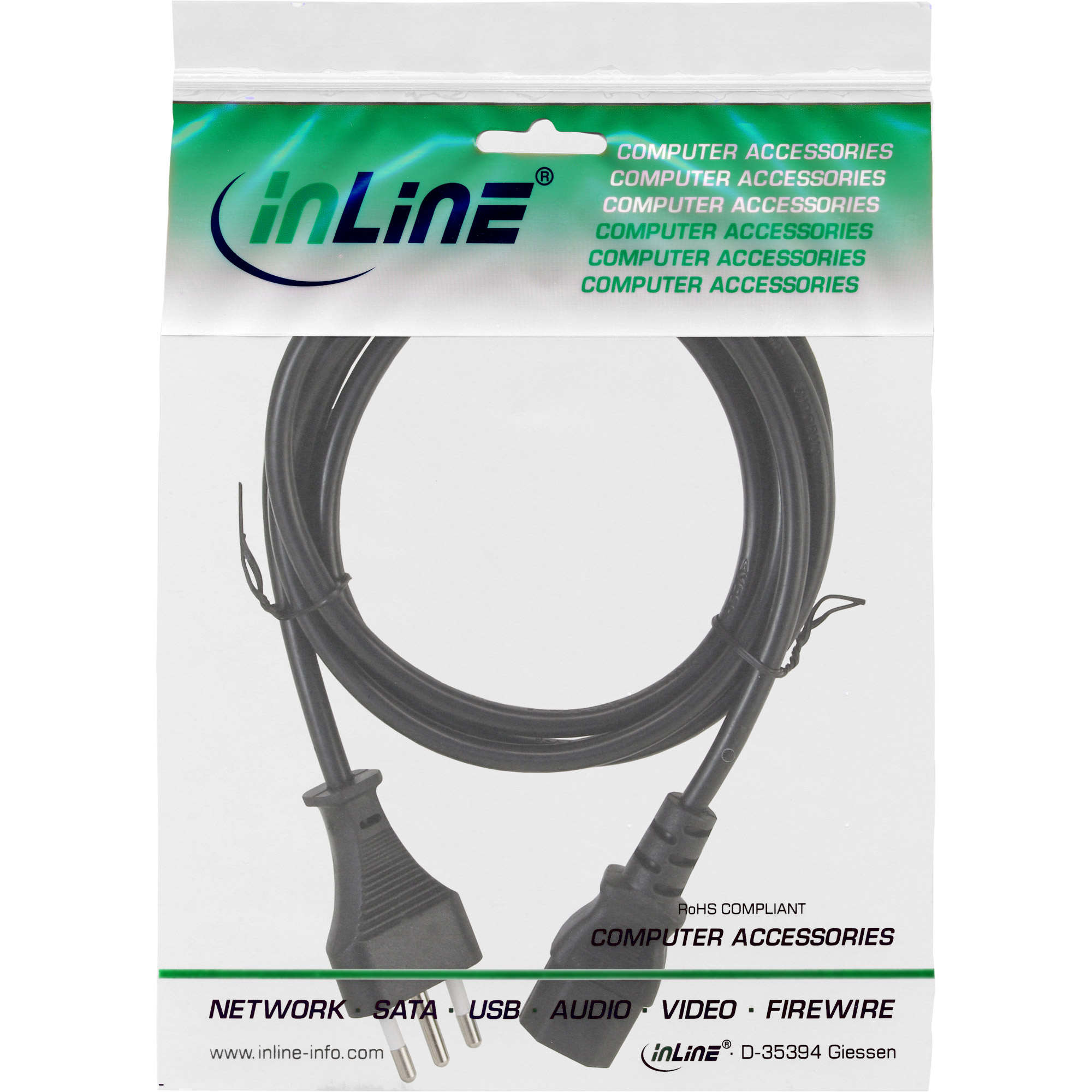 1.8m - Inline® Netzkabel, Netzstecker Italien auf Kaltgerätestecker C13 1.8m - Inline® Netzkabel, Netzstecker Italien auf Kaltgerätestecker C13