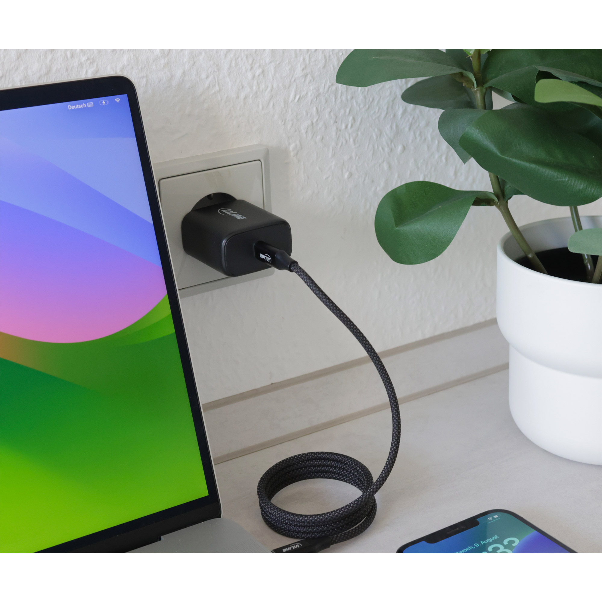 Inline® USB PD Netzteil, GaN Ladegerät, Single USB-C, Power Delivery, 65W Inline® USB PD Netzteil, GaN Ladegerät, Single USB-C, Power Delivery, 65W