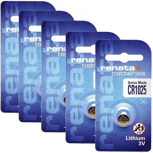 5x Renata CR1025 3V Lithium Knopfzelle Batterie 