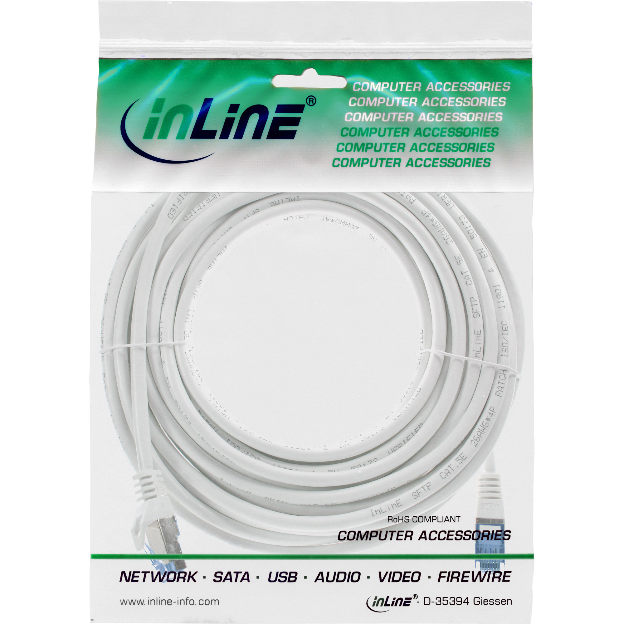 InLine® Patchkabel, Cat.6A, S/FTP, TPE (LSZH), CCA, weiß, 7,5m InLine® Patchkabel, Cat.6A, S/FTP, TPE (LSZH), CCA, weiß, 7,5m