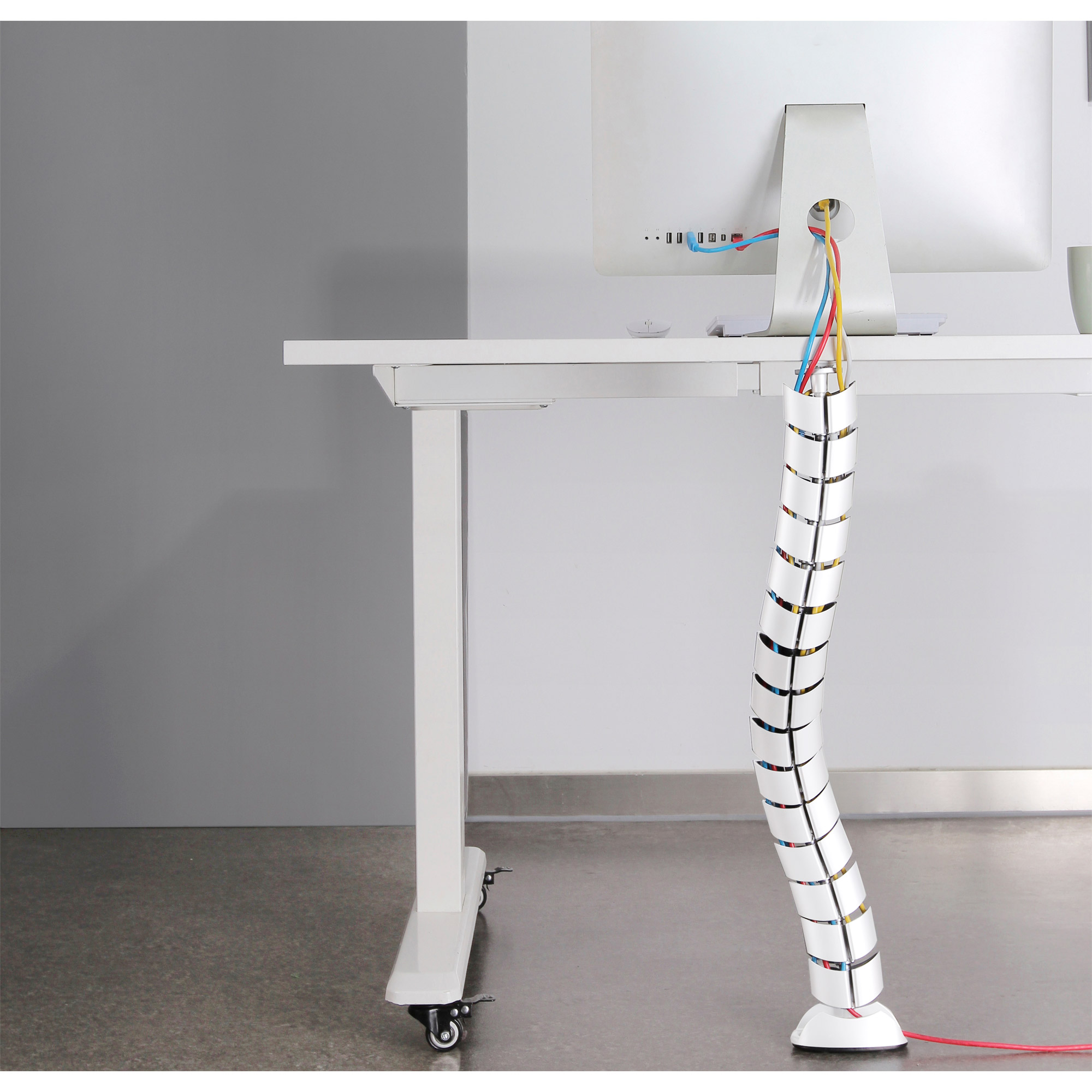 Inline® Kabelkanal flexibel, vertikal für Tische, 2 Kammern, 0,80m, weiß