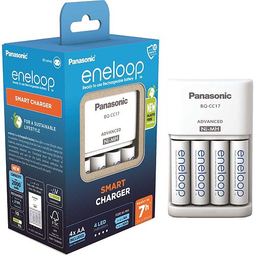 Panasonic eneloop Advanced Charger BQ-CC17 inklusive 4x HR-3UTGB / BK-3MCDE