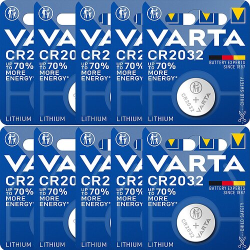 10x Varta CR2032 Lithium Knopfzelle 3V Batterie