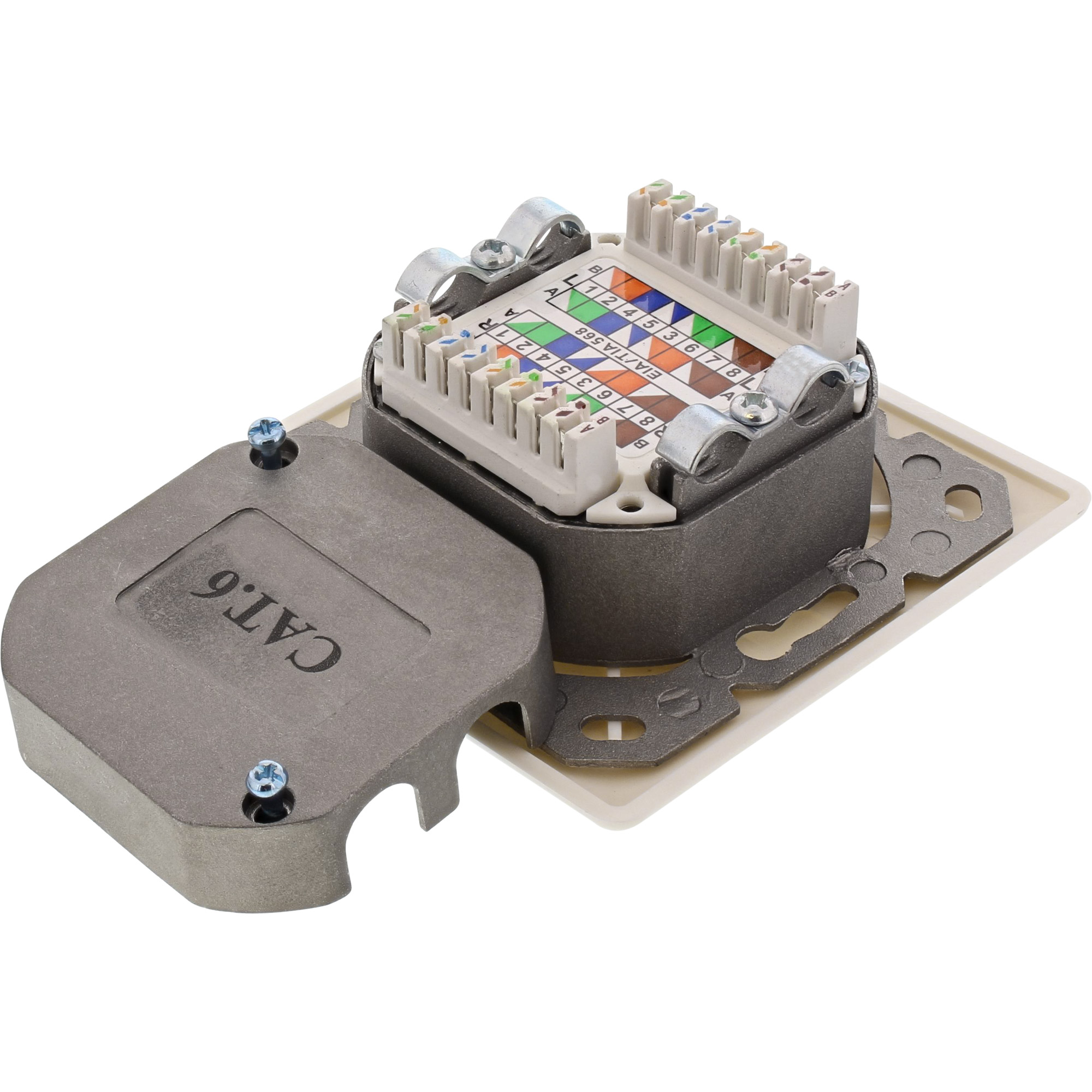 Inline® Cat.6 Anschlussdose, AP/UP 2x RJ45 Buchse, RAL9010, weiß, senkrecht