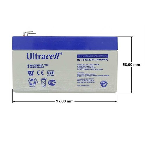 Ultracell UL1.3-12 12V 1,3Ah ABUS BT2012 VdS-Akkumulator, ABUS TERXON