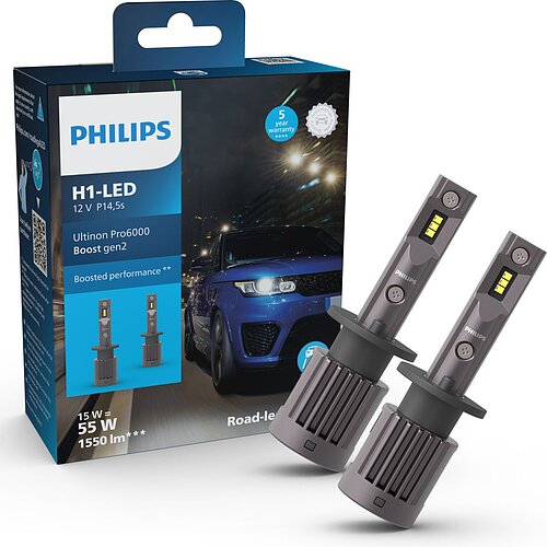 Philips LED H1 12V 13W Ultinon Pro6000 Boost Gen2 +450% mit Straßenzulassung 2 Stück