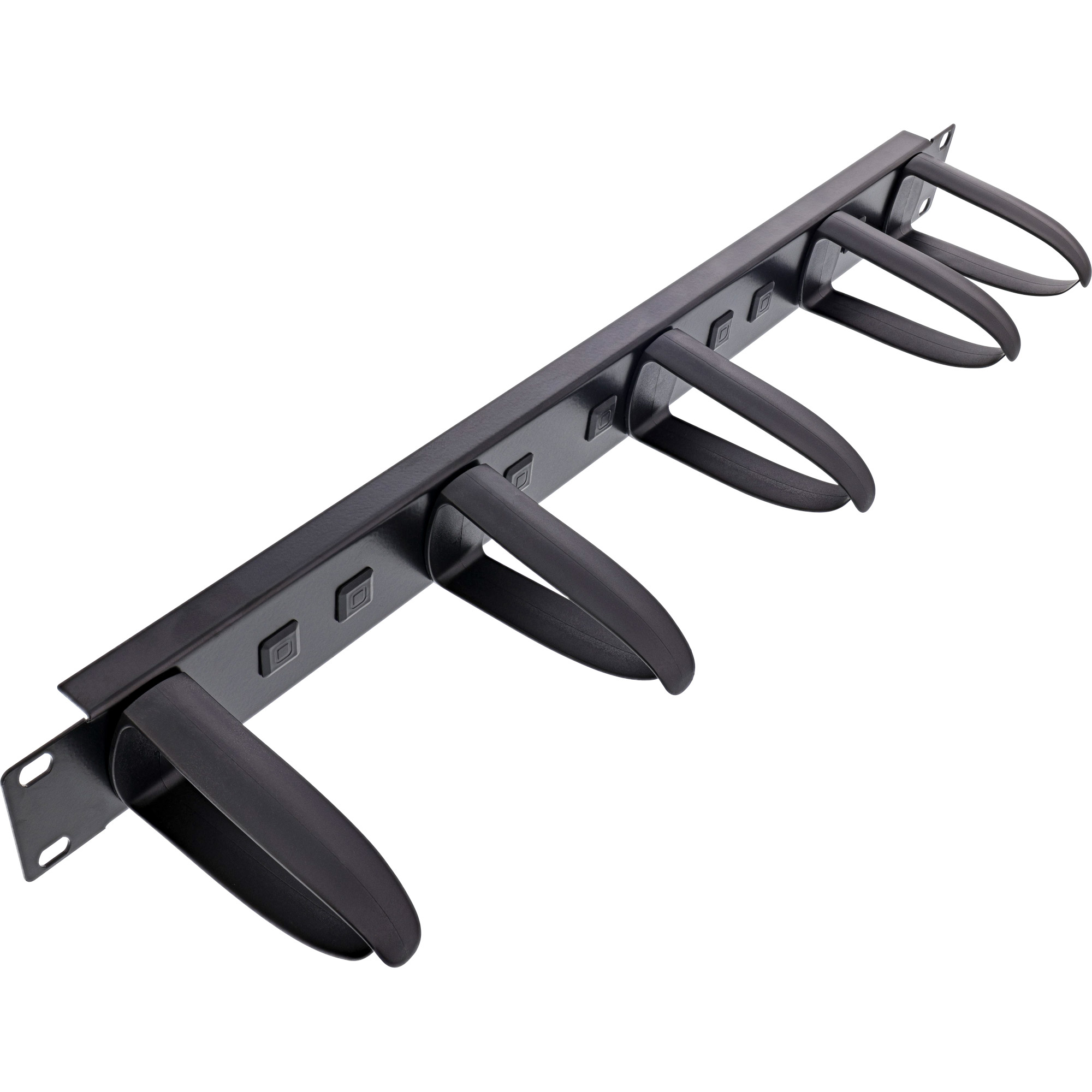 Inline® 19" Kabelführungspanel, 5 KunststoffBügel abnehmbar, RAL 9005, schwarz