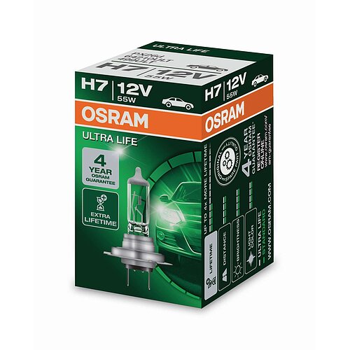 OSRAM H7 12V 55W PX26d ULTRA LIFE 4 Jahre Garantie 1 Stück Faltschachtel