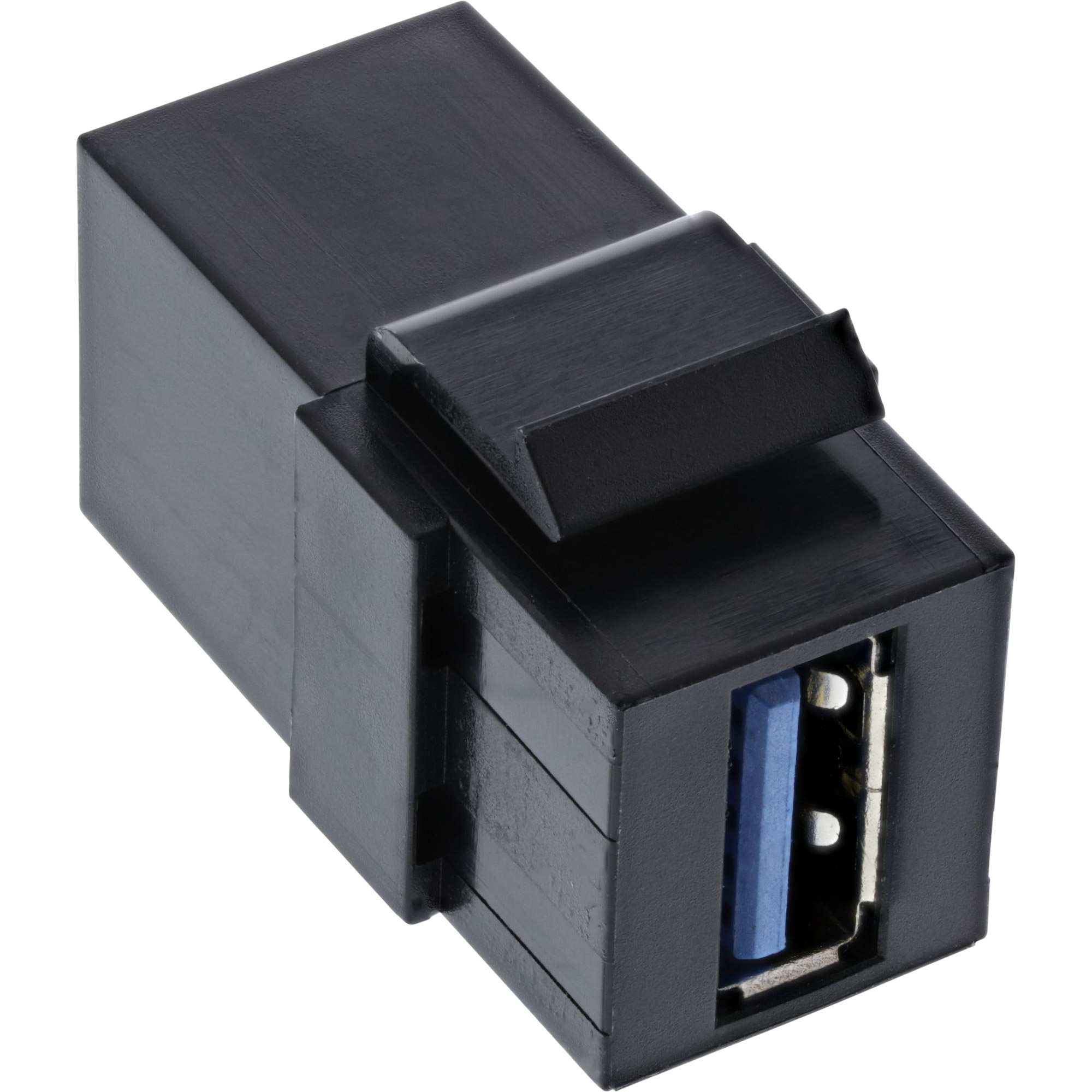 Inline® USB 3.1 Keystone Einsatz, USB-A Buchse / Buchse, gewinkelt, schwarz