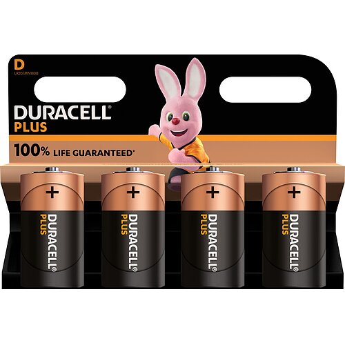 4x Duracell Plus Mono D LR20 Alkaline Batterie